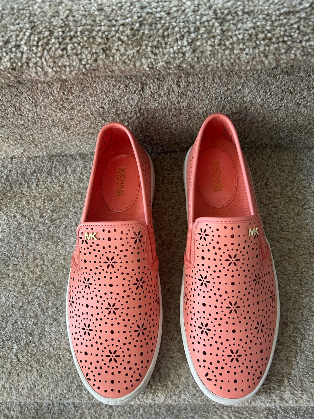Michael Kors Coral Perforated Slip-On Loafers Size 7.5